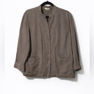 ✨ Eileen Fisher Linen Collarless Jacket w Pockets - Size L